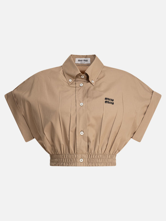 Crop tops Logo  Beige - Miu Miu Women | PLP | VIETTI Online Store 
