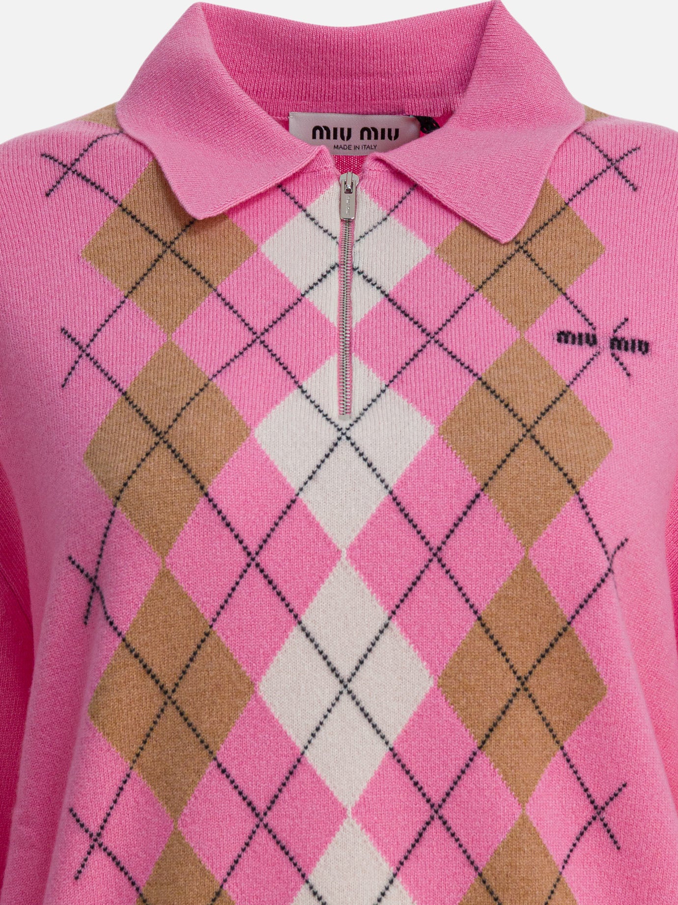 Half zip sweaters Argyle  Pink - Miu Miu Women | PDP | VIETTI Online Store | Zoom-Modal_3
