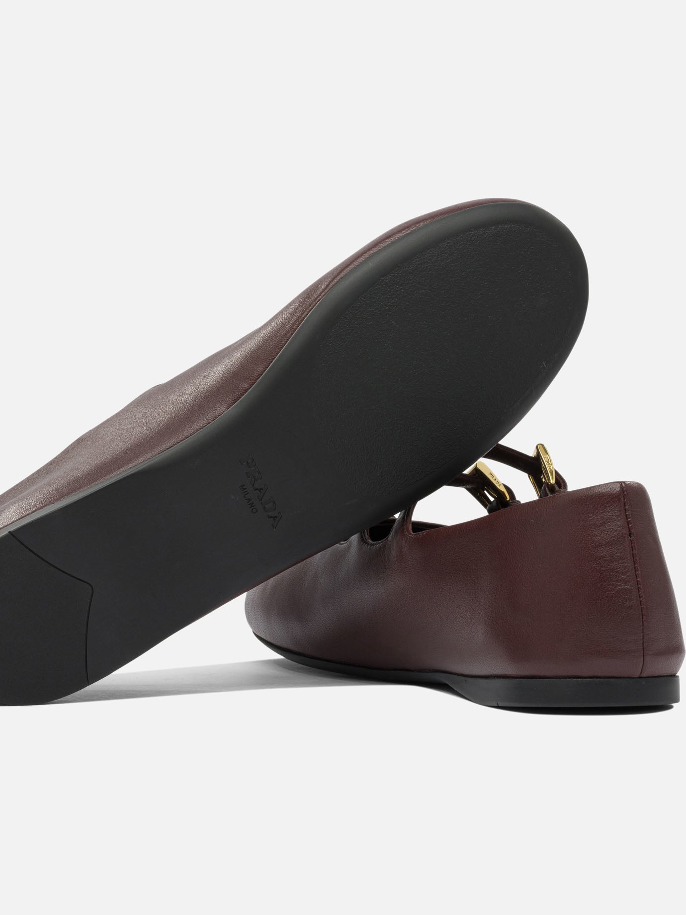 Mary Jane ballet flats 100% lamb leather - 100% rubber  Bordeaux - Prada Women | PDP | VIETTI Online Store | thumbnail_5