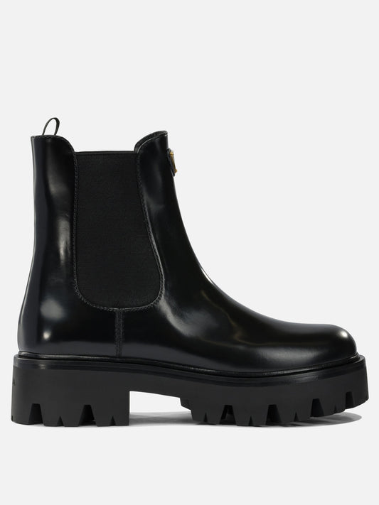 Pull-on boots 100% calf leather - 74% polyester 26% elastane  Black - Prada Women | PLP | VIETTI Online Store 
