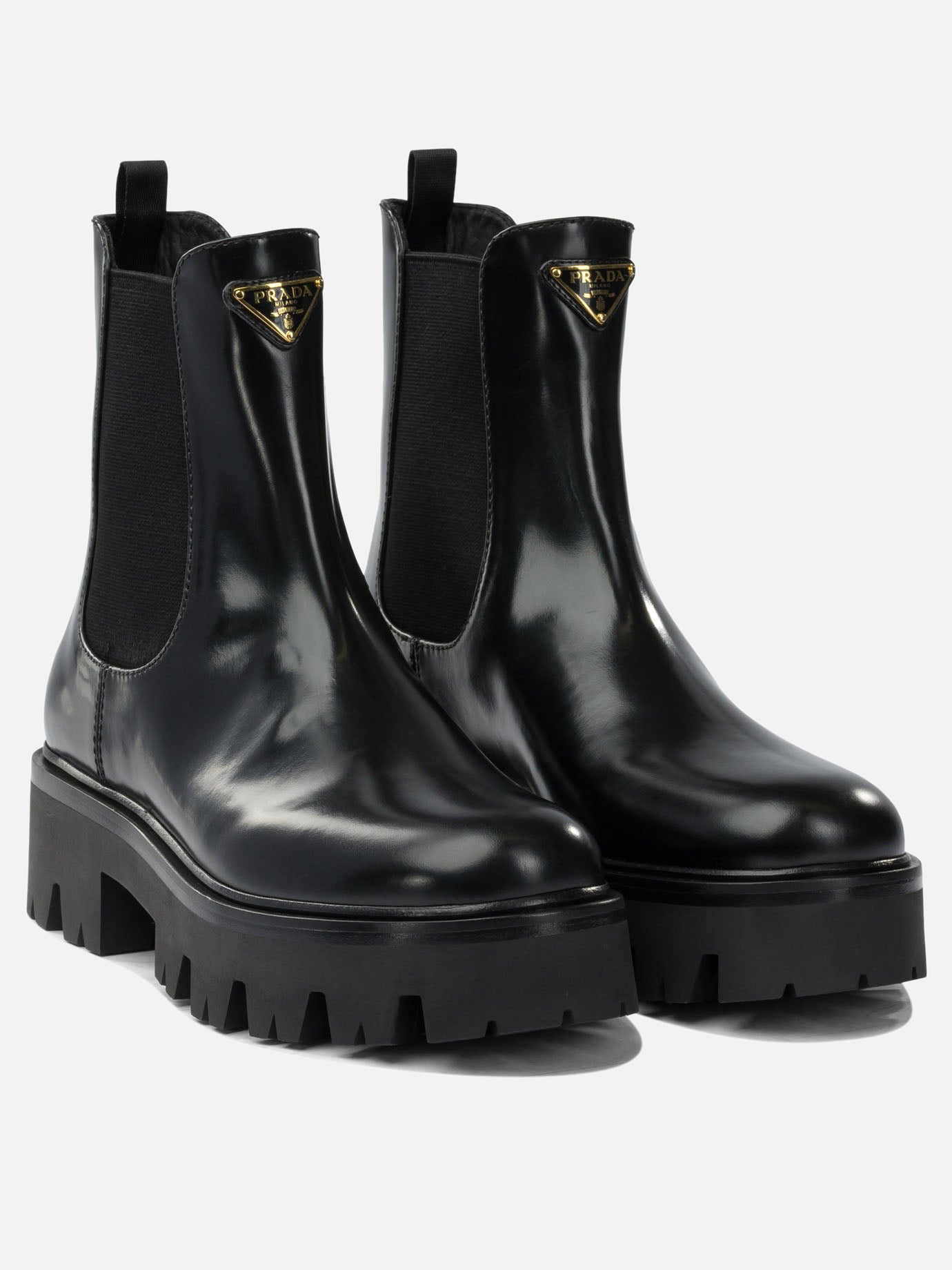 Pull-on boots 100% calf leather - 74% polyester 26% elastane  Black - Prada Women | PDP | VIETTI Online Store | thumbnail_2
