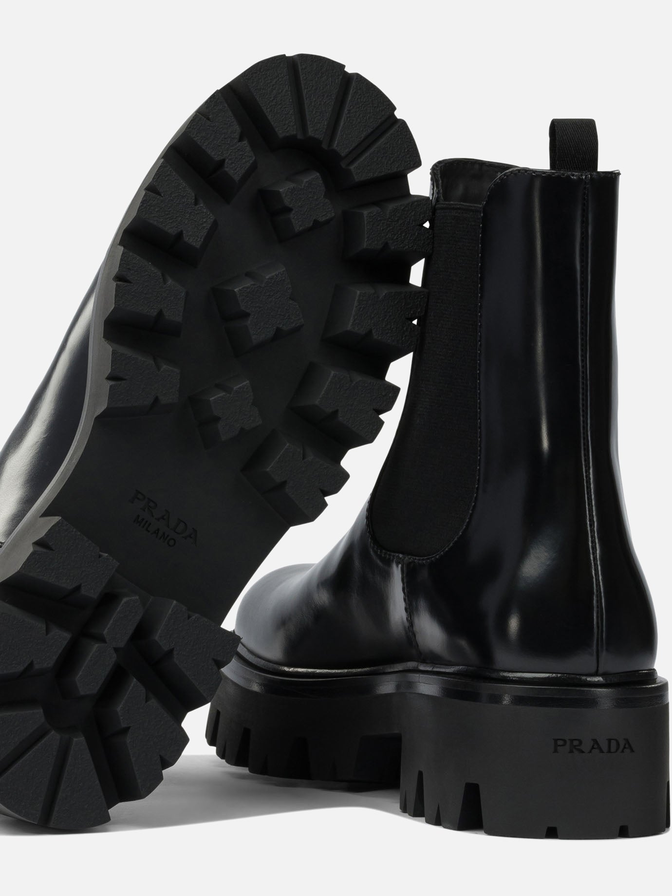 Pull-on boots 100% calf leather - 74% polyester 26% elastane  Black - Prada Women | PDP | VIETTI Online Store | Zoom-Modal_5
