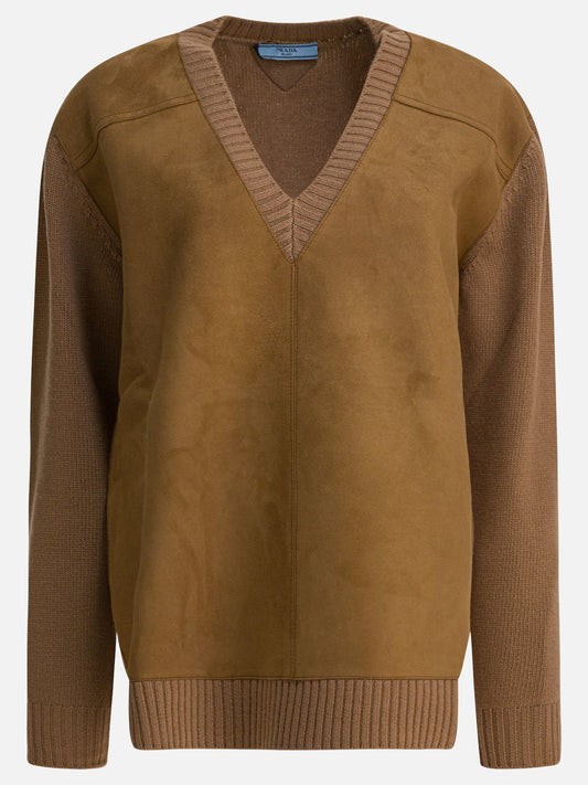 V neck sweaters Solid colour  Beige - Prada Women | PLP | VIETTI Online Store 
