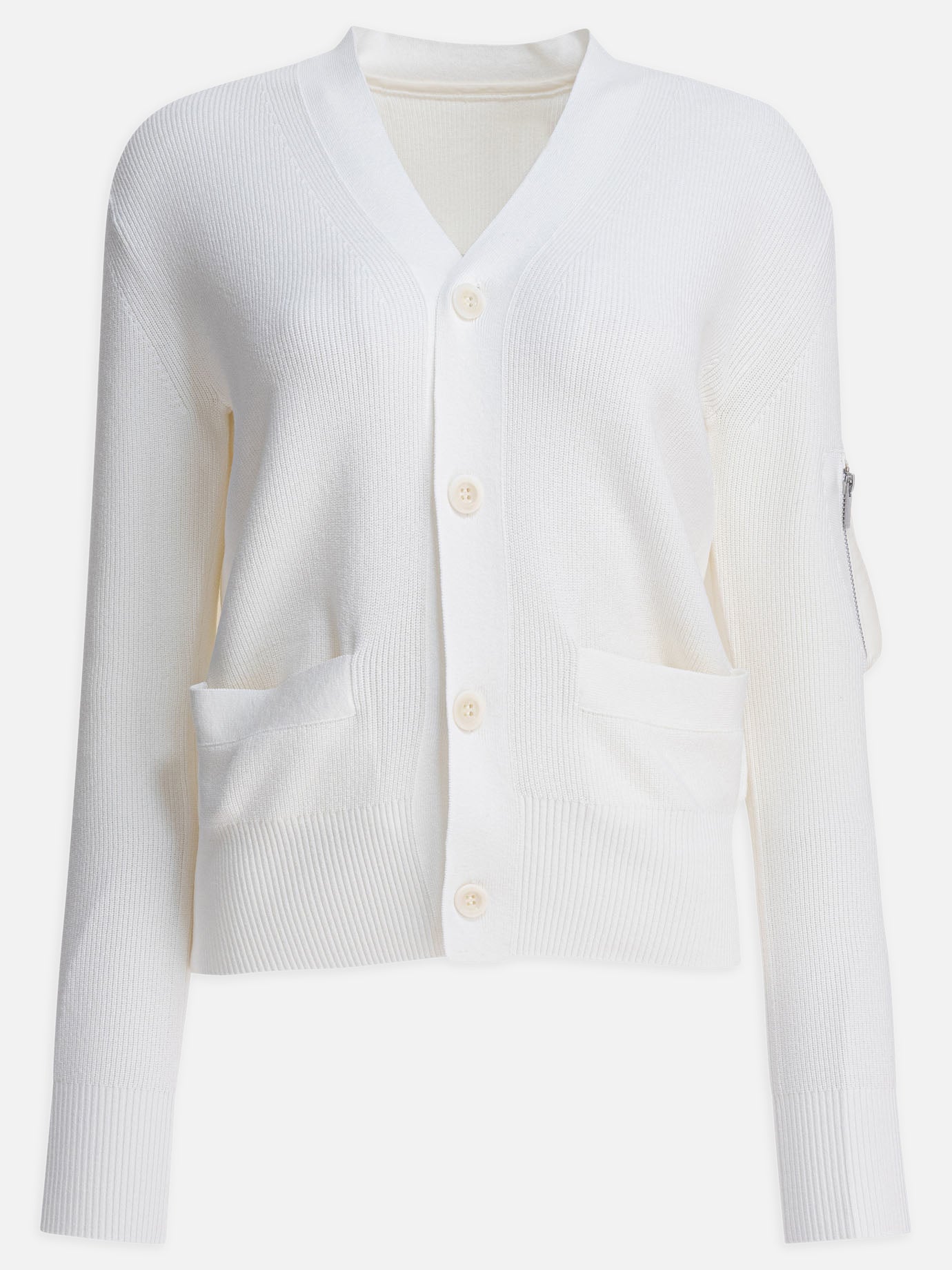 Cardigans Solid colour  White - Sacai Women | PDP | VIETTI Online Store | Zoom-Modal
