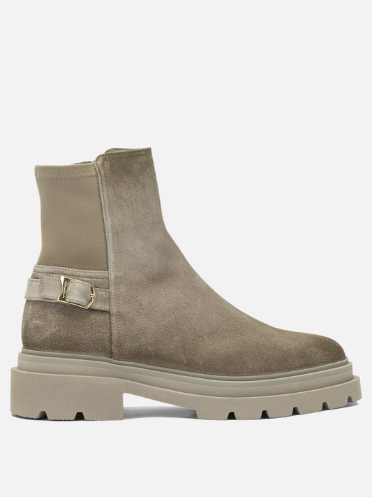 Zipped boots 100% suede - 100% rubber  Beige - Santoni Women | PLP | VIETTI Online Store 
