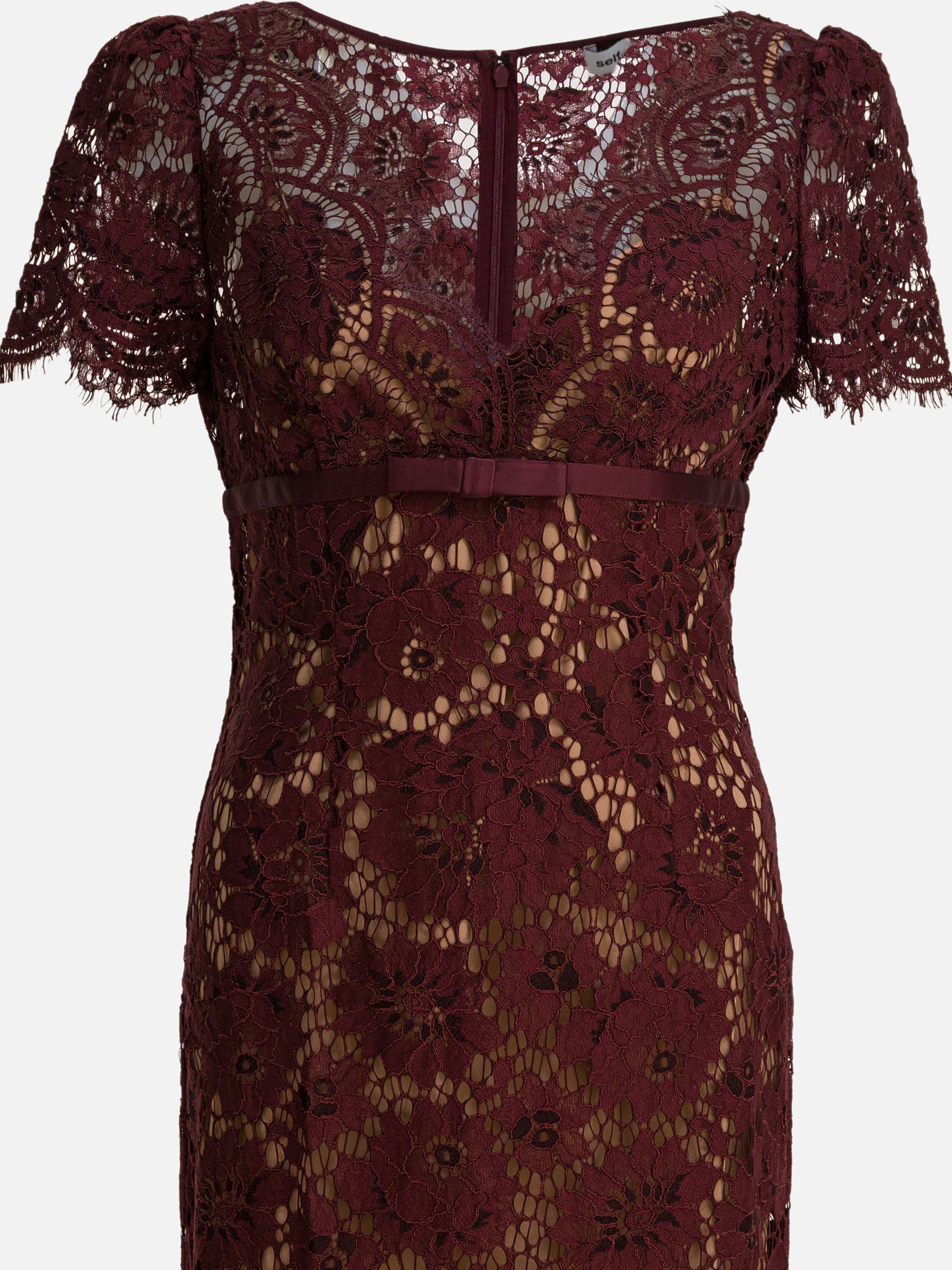 Midi dresses Solid colour  Bordeaux - Self-portrait Women | PDP | VIETTI Online Store | thumbnail_3
