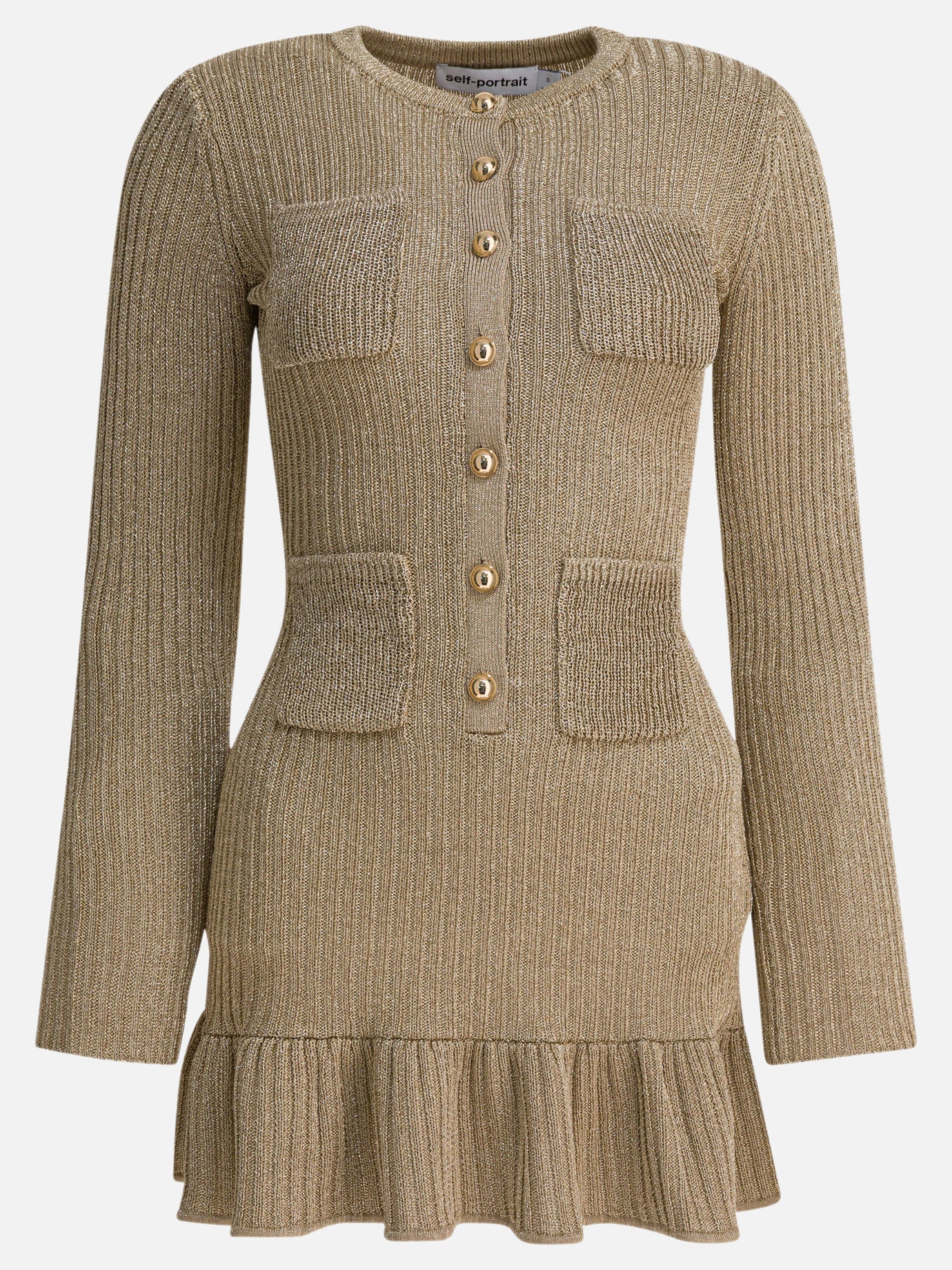 Mini dresses Solid colour  Gold - Self-portrait Women | PDP | VIETTI Online Store | thumbnail