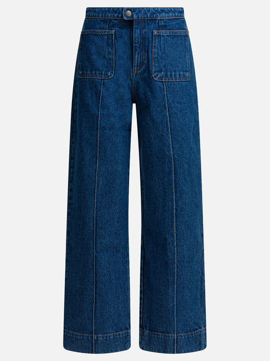 Wide-leg jeans Solid colour  Blue - Soeur Women | PLP | VIETTI Online Store 
